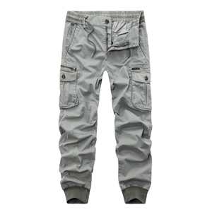 Men's slim fit camo joggers with multi-pockets and drawstring elastic waist in grey