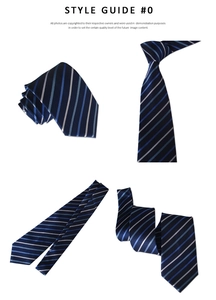 Vues détaillées de la cravate en soie rayée bleu marine avec texture diagonale chic