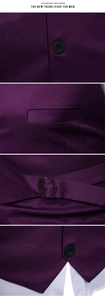 Vue détaillée du gilet homme violet à chevrons avec boutons, poches et boucle dorsale
