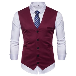 Gilet de Costume Homme Business Coupe Ajustée Col en V Acrylique Polyester Simple Boutonnage Couleur Unie Gilet de Bureau