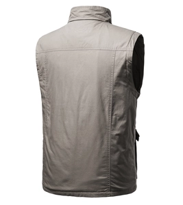 Gilet utilitaire extérieur pour hommes avec plusieurs poches et col montant, vue arrière