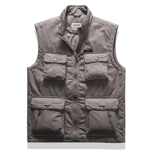 Herren Outdoor Multi-Pocket Weste Polyester Casual Stehkragen Reißverschluss Angeln Weste Für Herren Tactical Workwear