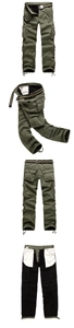 Detail view of winter cargo pants featuring thermal fleece lining and woven utility belt