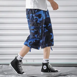 Short Cargo Camouflage pour Hommes en Coton Plusieurs Poches Ample Décontracté Été Short de Plein Air Streetwear Mode