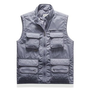 Gilet tactique extérieur à poches multiples et col montant en couleur gris-violet