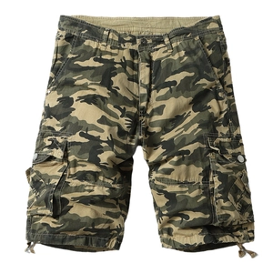Classic jungle camouflage cargo shorts with large flap pockets and a durable cotton finish