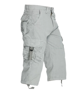 Men's light gray cargo shorts with multi-pockets and adjustable drawstrings for casual wear