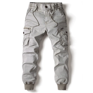 Men Cargo Pants Cotton Spandex Multi Pockets Joggers Drawstring Waist Outdoor Casual Streetwear Sweatpants Trouser