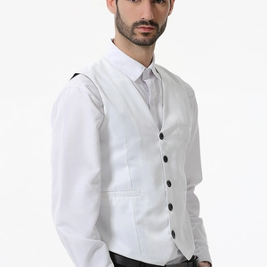 Classic white formal men's suit vest over long-sleeve dress shirt for business