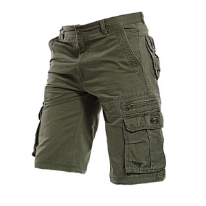 Pantaloncini cargo da uomo verde oliva con tasche multifunzione e stile casual outdoor