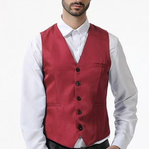 Men's Slim Fit Business Suit Vest Single Breasted V Neck Sleeveless Waistcoat For Wedding Banquet Party Formal Wear Cotton Blend