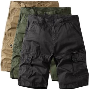 Men's Casual Cargo Shorts Cotton Blend Multi Pocket Utility Shorts For Outdoor Sports Summer Loose Fit Workwear Half Pants