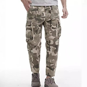 Pantalon Cargo Camouflage Multi-Poches pour Hommes Décontracté en Coton Sergé Pantalon Long Plein Air Militaire Hip Hop Urbain