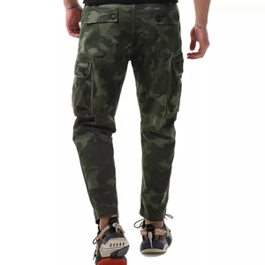 Pantalon cargo ample pour hommes avec motif camouflage et poches multiples en coton