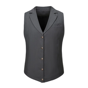 Women's charcoal grey notched lapel suit vest with single-breasted five-button closure