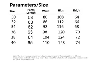 Detailed size chart for men camouflage cargo shorts showing waist and hip measurements