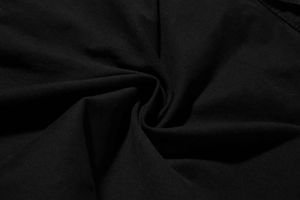 Close-up of the black high-density twill cotton fabric on cargo shorts showing texture