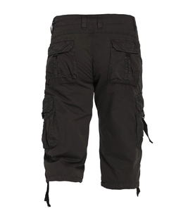 Detail view of cargo capri pants with multi-pockets and adjustable drawstrings