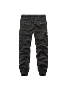 Pantalon cargo gris foncé pour homme avec poches multiples et taille élastique ajustable