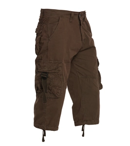 Detailed view of cargo shorts with multiple pockets, 3D cutting and drawstring hem