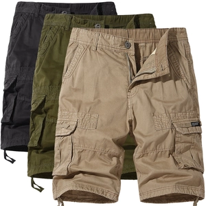 Men Cargo Shorts Cotton Multi-Pocket Summer Beach Casual Drawstring Work Shorts For Men Outdoor Relaxed Fit Bottoms