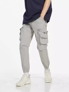Men Cargo Jogger Pants With Multi Pockets Cotton Elastic Waist Tapered Casual Trousers Solid Color Outdoor Fashion Pants