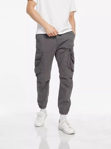Men's dark gray cargo joggers with multi-pockets and elastic waist for outdoor wear