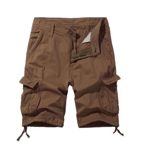 Herren Cargo-Shorts in Braun mit großen Seitentaschen und Kordelzug am Saum für Outdoor
