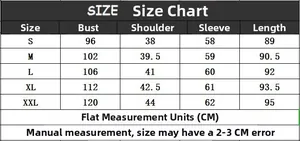 Detailed size chart for women's knit cardigan showing bust and length from S to XXL