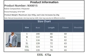 Size chart for men's cable knit cardigan with measurements for S to XXXL sizes