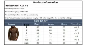 Detailed size chart for men's hooded knit sweater showing S to 3XL measurements