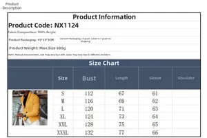 Size guide for men's knit cardigan featuring chest and sleeve measurements from S to 3XL