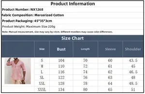 Detailed size chart for men's mercerized cotton V-neck sweater with full measurements