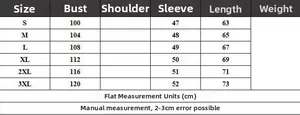 Detailed size chart for women long sleeve V-neck knit sweater with precise measurements