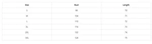 Detailed size chart for men's tank tops showing chest and length measurements from S to 3XL