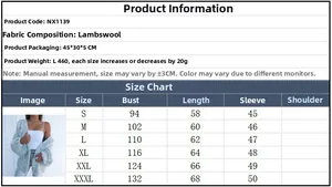 Size chart for women's V-neck knit cardigan with detailed measurements in cm from S to 3XL