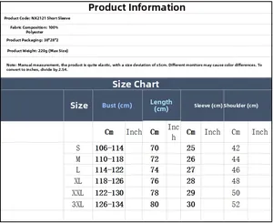 Size chart for men hollow short sleeve top with measurements from S to 3XL for fit