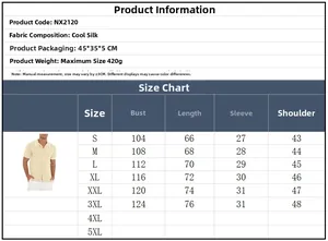 Detailed size guide table for men's knit short sleeve shirt with S to 3XL measurements