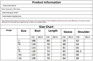 Tableau des tailles pour cardigan homme avec mesures de S à 3XL en centimètres