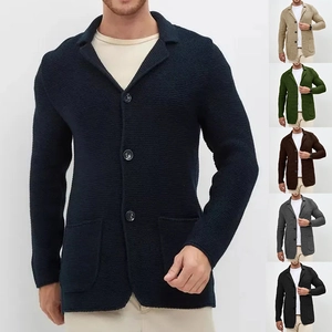 Cardigan en maille épaisse pour hommes avec col à revers en plusieurs couleurs