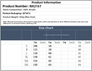 Tableau des tailles détaillé pour pull sans manches pied-de-poule du S au 3XL