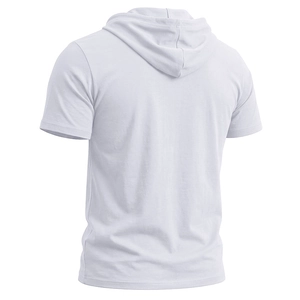 Vue arrière d'un sweat à capuche blanc à manches courtes montrant les coutures