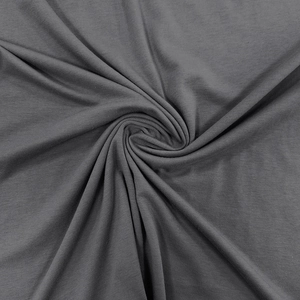 Close-up macro of dark gray knit fabric texture with fine weave for long sleeve polo shirt