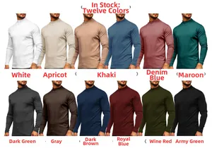 Collage di magliette da uomo a maniche lunghe con collo alto in dodici colori diversi