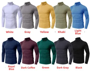 Matrix display of long sleeve turtle neck gym shirts in ten distinct vibrant colors