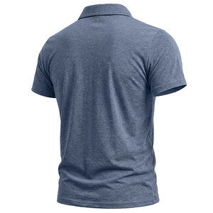 Detail view showing the breathable texture and tailored back of the men's polo shirt