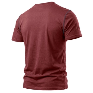 Vista posteriore della maglia Henley bordeaux mélange con cuciture grigie a contrasto