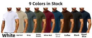 Vue détaillée montrant 9 couleurs pour t-shirt ajusté à col montant pour hommes
