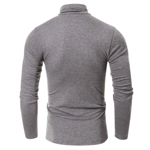 Macro detail of the back stitching and high collar texture of this grey fitness shirt