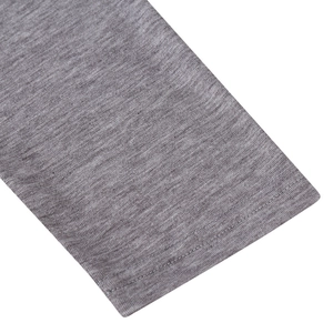 Detailed macro shot of heather gray knit fabric texture and durable double-stitched seam